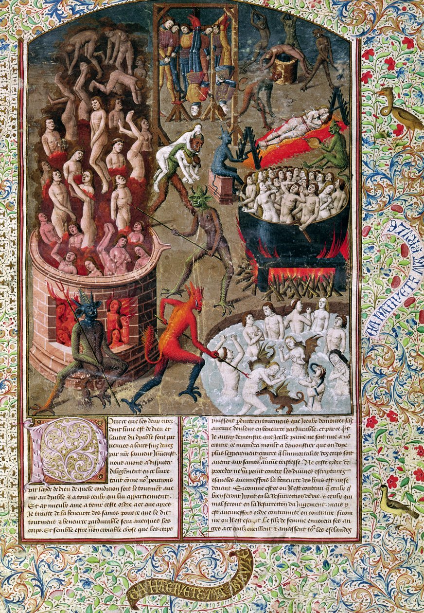 Ms 246 f.383r Hell, fra den franske oversættelse af De Civitate Dei af St. Augustine af Hippo (354-430) af French School