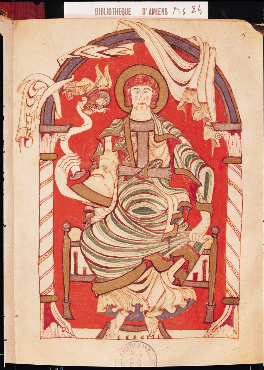 Ms 24 fol.15 St. Matthæus, illustration fra Evangeliet om Corbie Abbey af French School