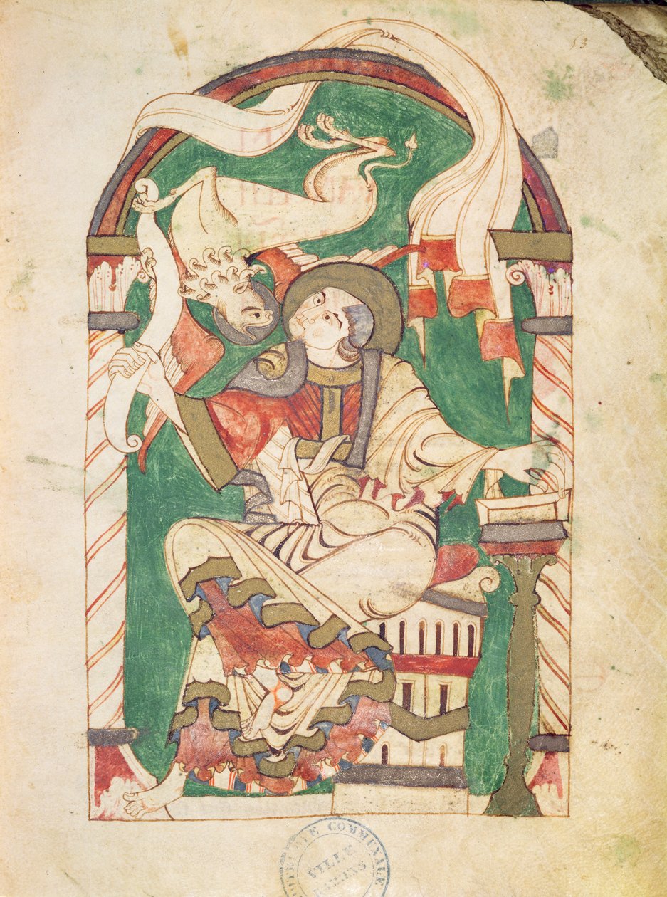 Ms 24 fol.53 St. Mark, fra et evangelium fra Corbie Abbey af French School