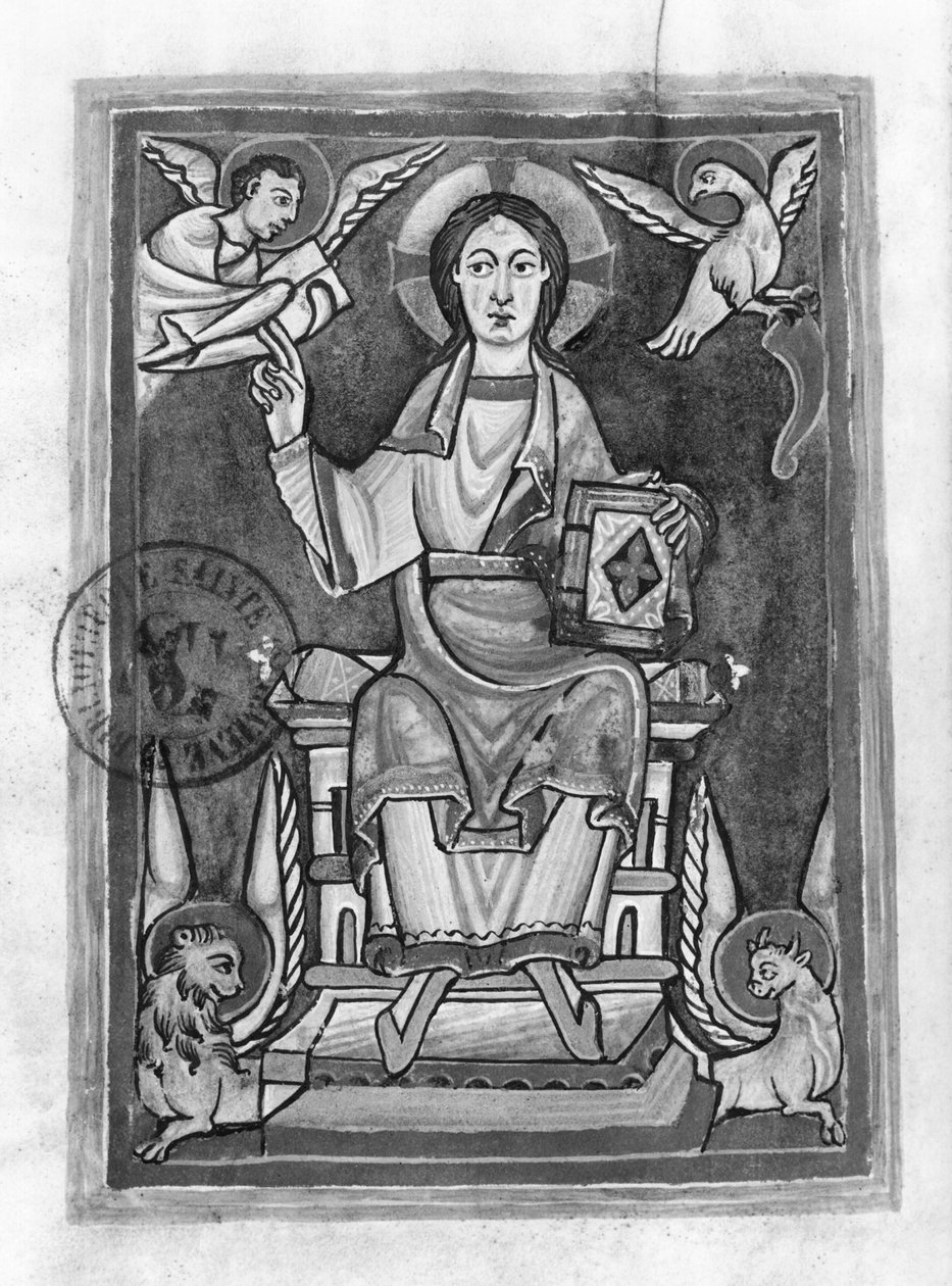 Ms 2657 fol. 1v Kristus i Majestæt, fra en benediktional af French School