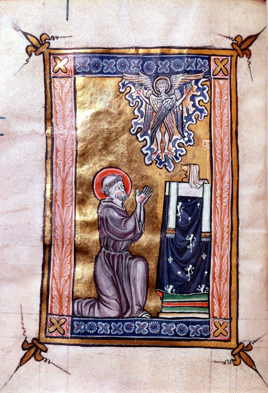 Frøken 280 St. Frans af Assisi modtager Stigmata fra Kristus i form af en serafer, fra en psalter, ca. 1270 af French School