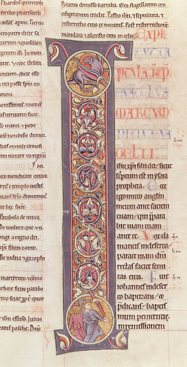 Ms 2 fol.175 t.2 Markusevangeliet, fra Bibelen om klosteret Saint-Andre aux-Bois af French School
