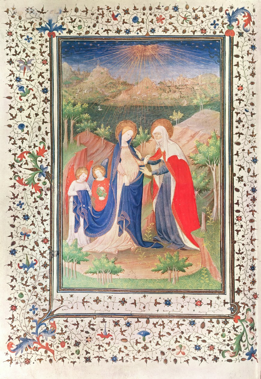 Ms 2 fol.65v The Visitation, from the Boucicaut Hours, c.1410 af French School