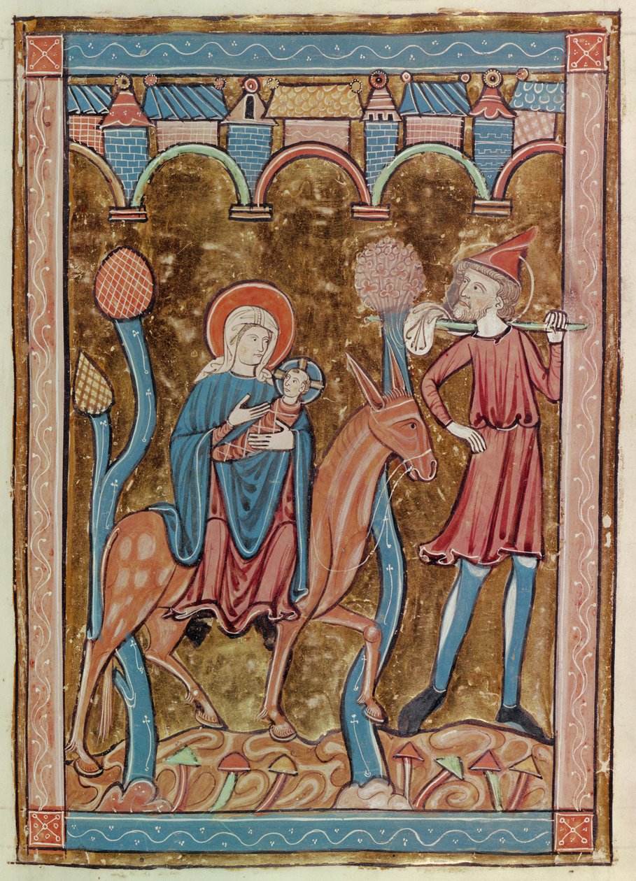 Ms 3016 fol.12 Flugten til Egypten, fra Psautier a lUsage de Paris af French School