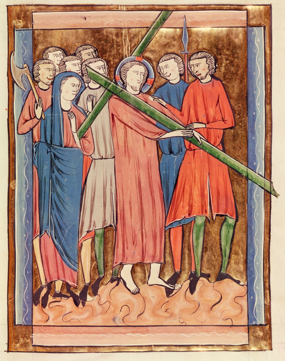 Ms 3016 fol.16 Kristus bærer korset, fra Psautier a lUsage de Paris af French School