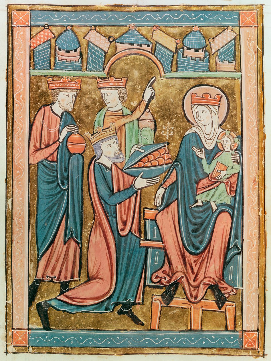 Ms 3016 fol.9v Adoration of the Magi, fra Psautier a lUsage de Paris af French School