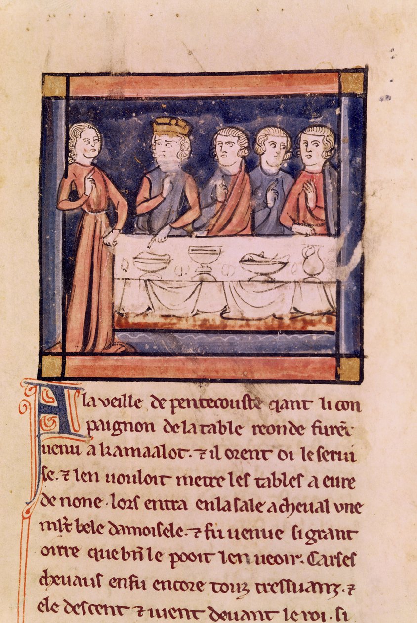 Ms 3347 fol.214 Pinseaften... fra Livre de Sir Lancelot du Lac af French School