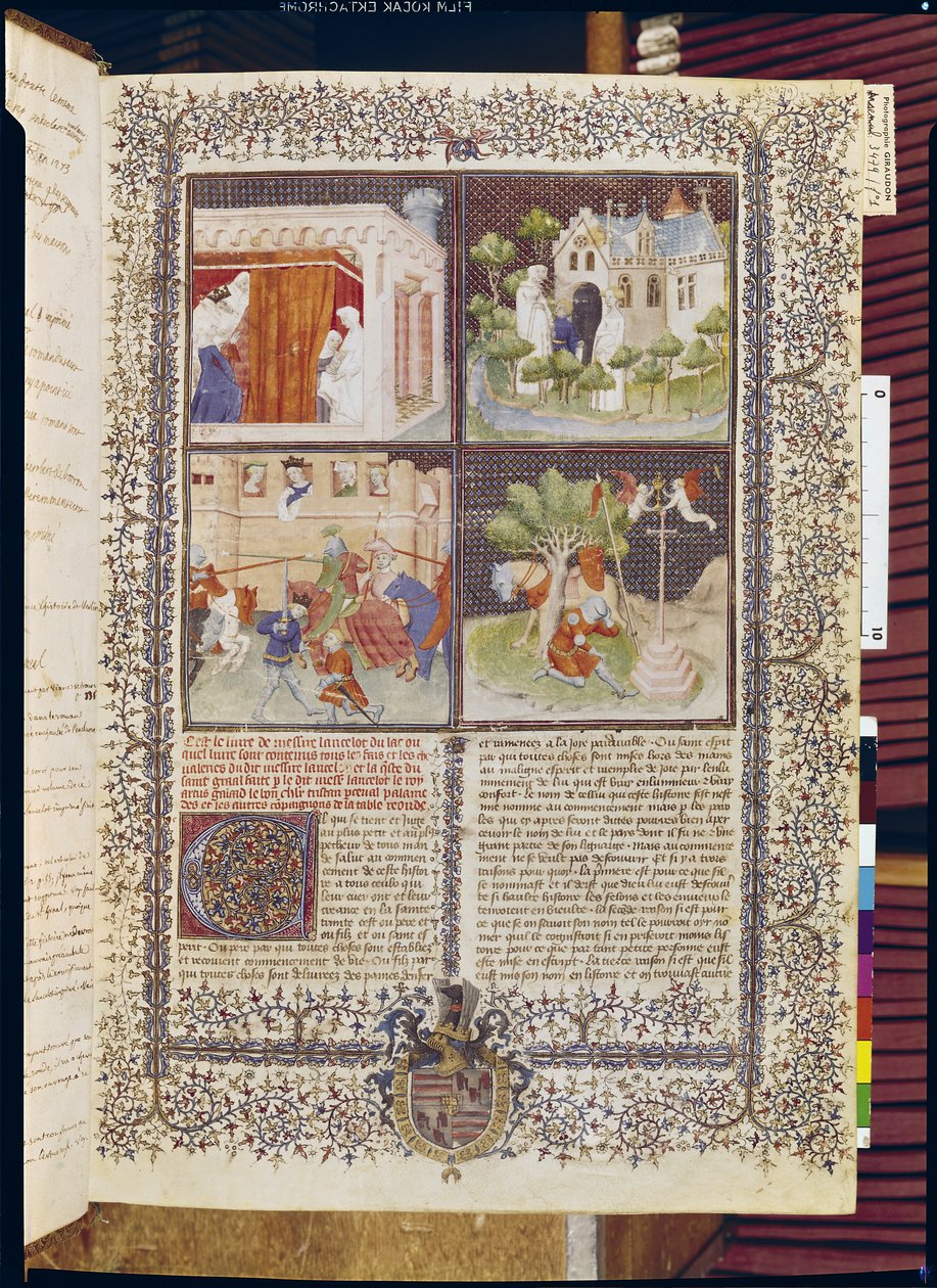 Ms 3479 t.1 f.1 Historien om Lancelot og jagten på den hellige gral, fra Livre de Messire Lancelot du Lac af French School