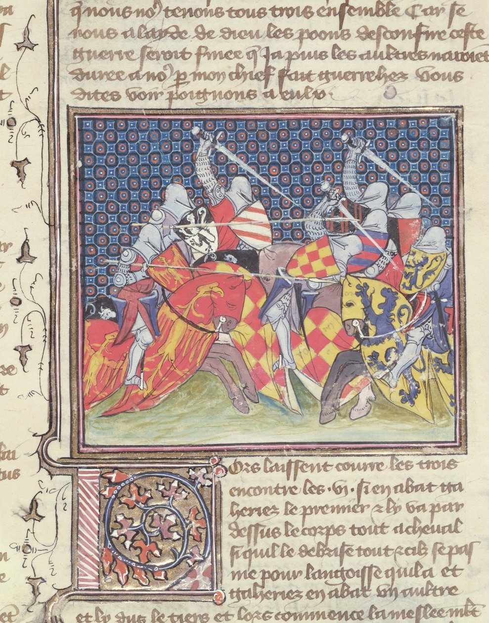 Ms 3480 Knights in Battle, fra Livre de Messire Lancelot du Lac af French School