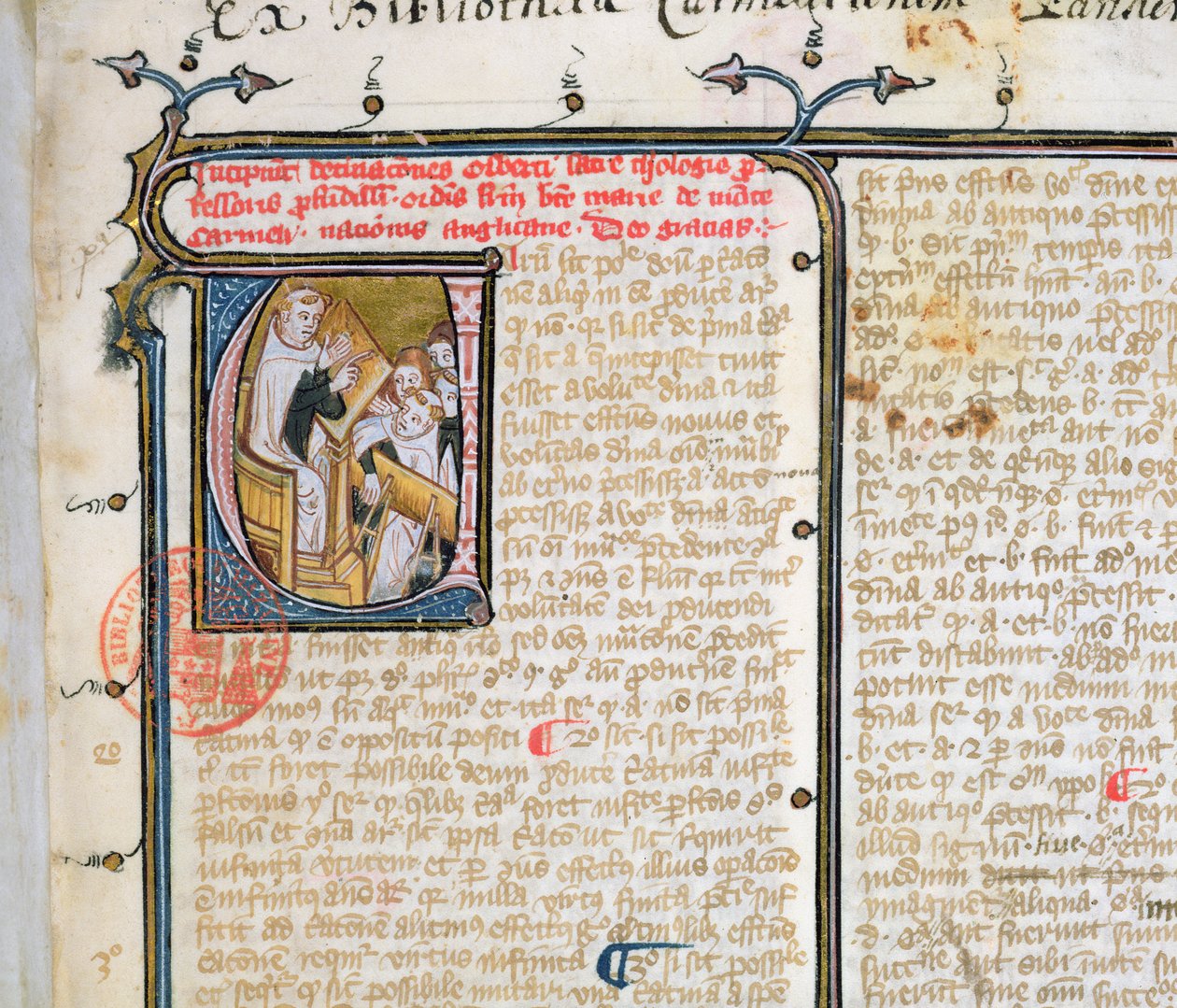 Ms 3519 fo.1 Karmelitprofessor underviser sine elever af French School