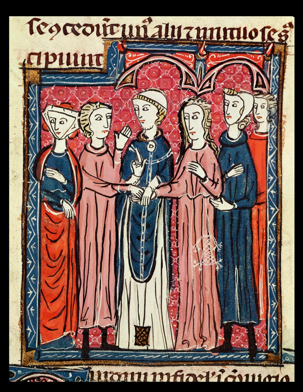 Ms 372 fol.153 Et ægteskab, fra Decrets de Gratien af French School