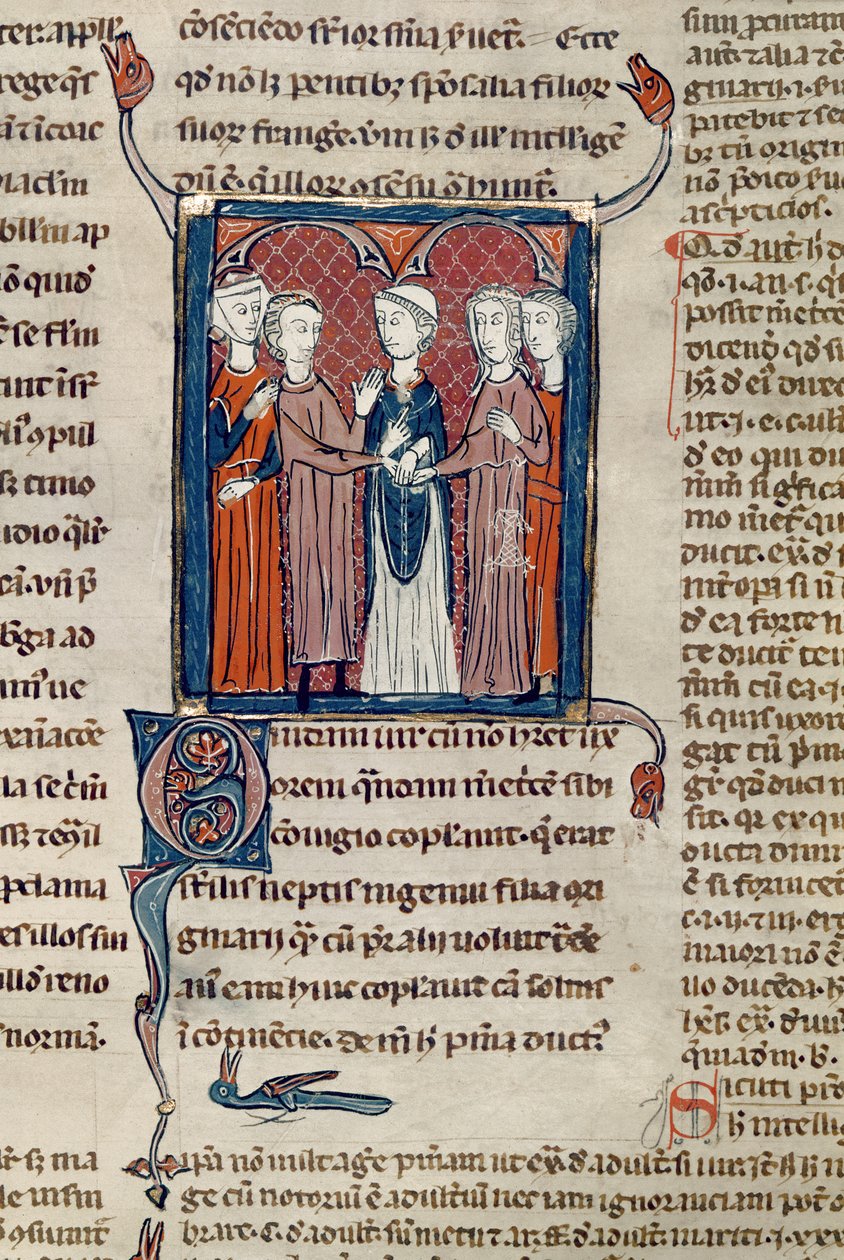 Ms 372 fol.168 En ægteskabsscene, fra Decrets de Gratien af French School