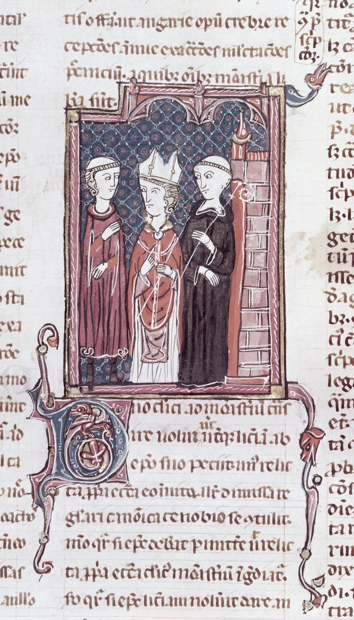 Ms 373 fol.51v En munk, en biskop og en abbed, fra Decrets de Gratien af French School