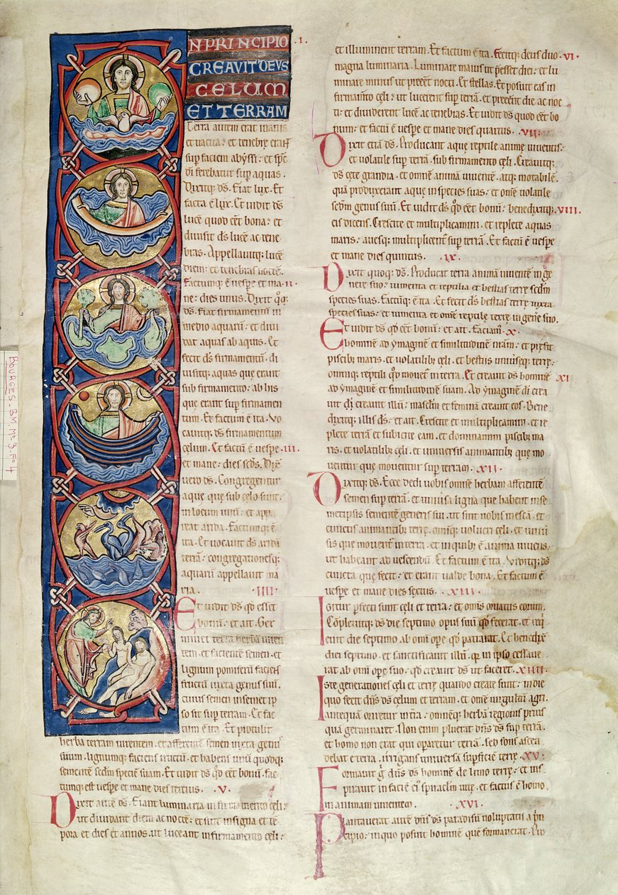 Fru 3 fol.4 Skabelsens seks dage, fra Bibelen af St. Sulpicius af Bourges af French School
