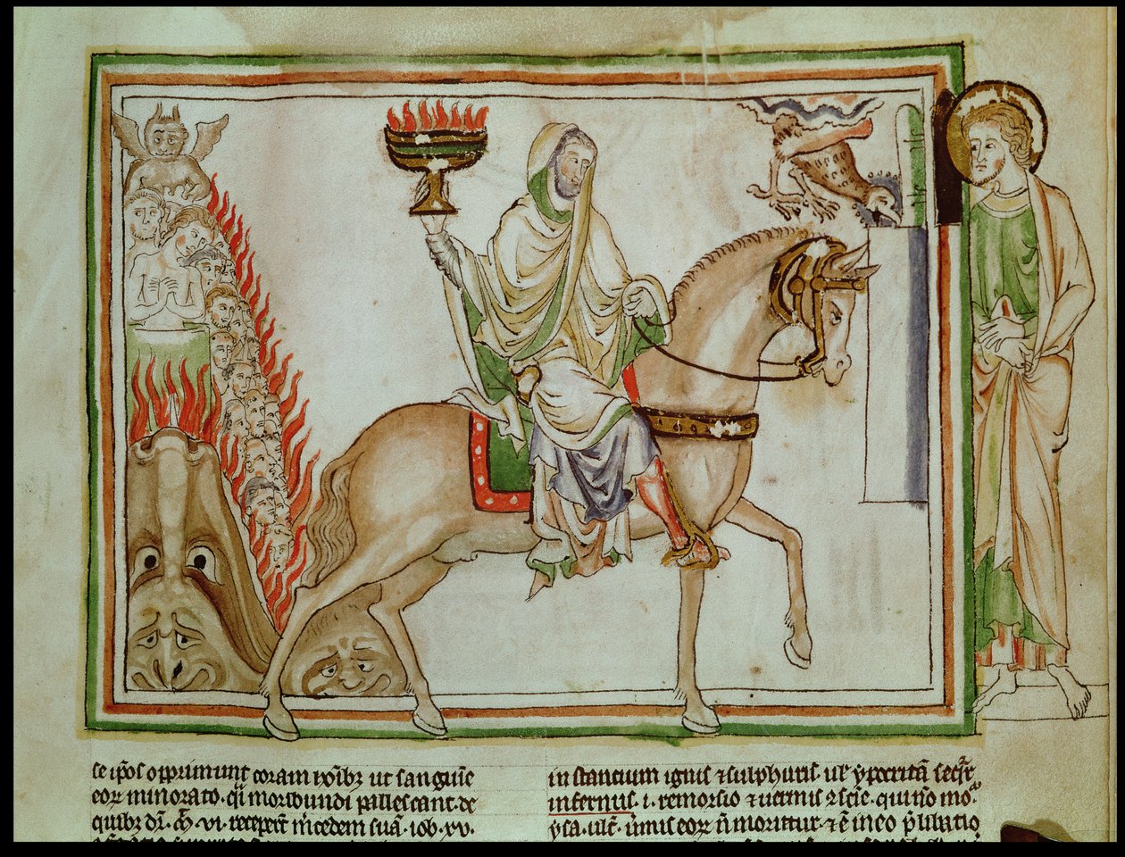 Ms 422 fol.22r Åbningen af det fjerde segl: Døden rider på den blege hest af French School