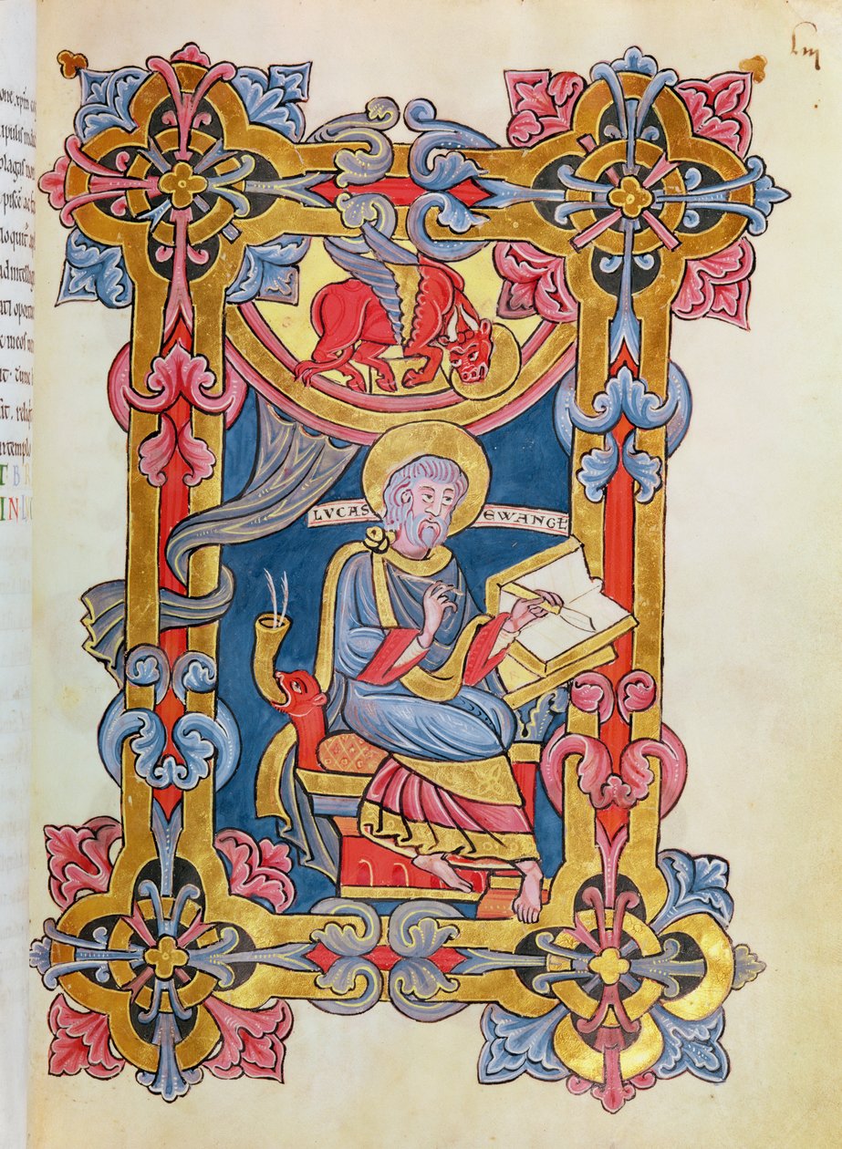 Ms 479 fol.33 St. Luke, fra Evangelierne fra Abbaye de Cysoing af French School