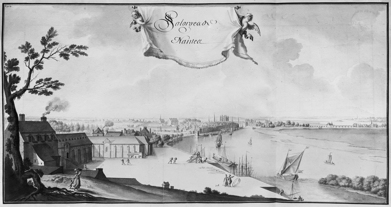 Ms 512 Saltlager i Nantes, 1723 (blyant og vask på papir) af French School