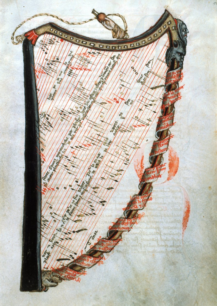 Ms 54.1 Harp, fra The Collection of Medieval Musical Treatises, 1470 af French School