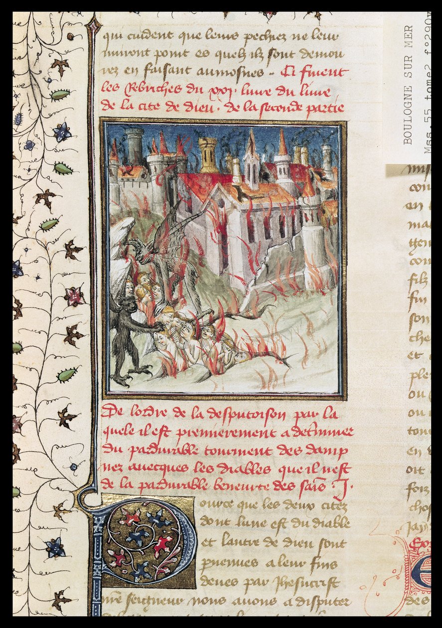 Ms 55 t.2 fol.290v Hell, fra De Civitate Dei af St. Augustine of Hippo (354-430) oversat af Raoul de Presles, ca. 1400-50 af French School