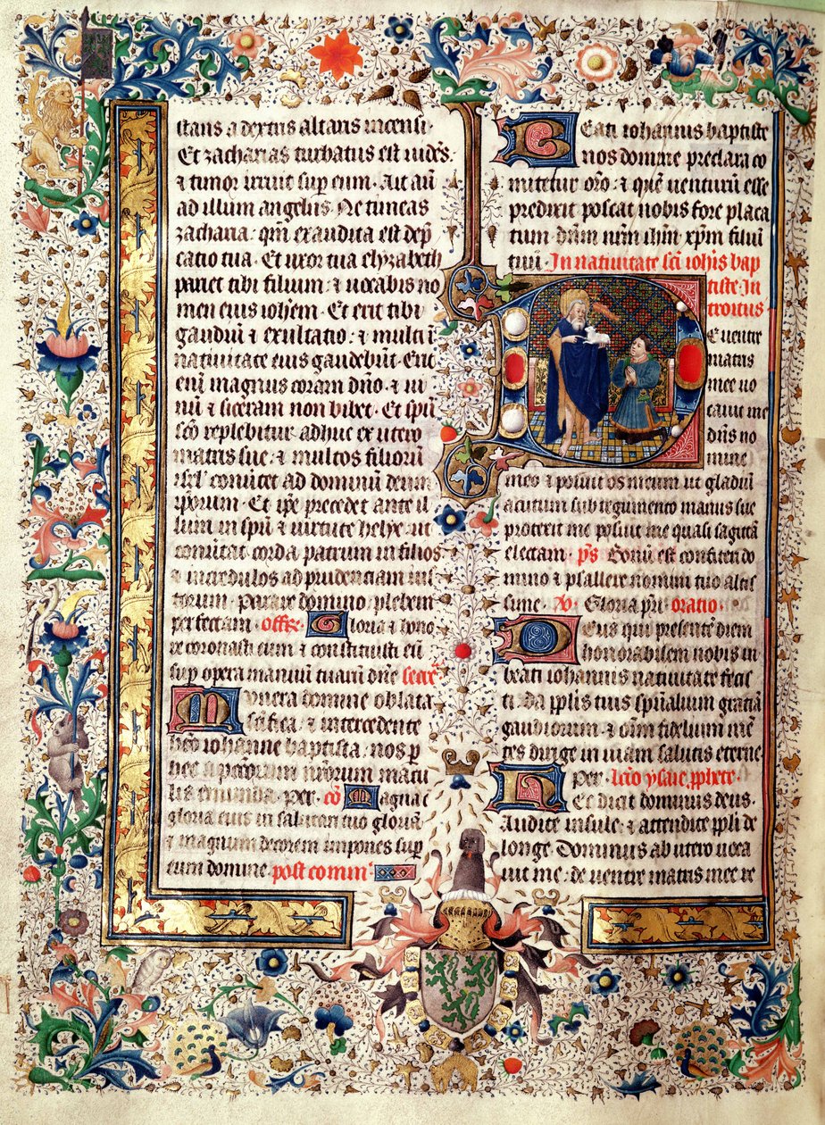 Ms 626 fol.174v St. Johannes Døberen, fra Jean de Lannoys Missal af French School