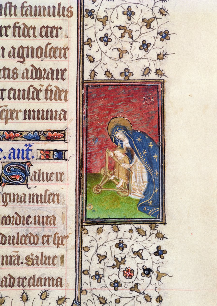 Ms 62, f.205r: Jomfru og barn, detalje fra en fransk timebog, ca. 1445-50 (vellum) af French School