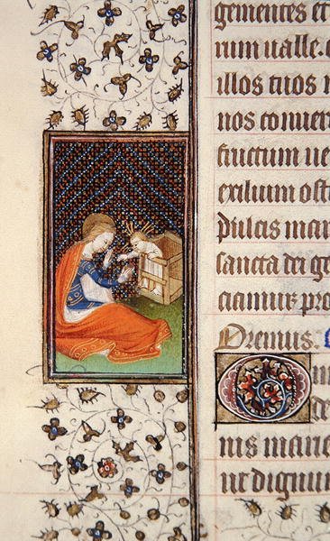 Ms 62, f.205v: Jomfru og barn, detalje fra en fransk timebog, ca. 1445-50 (vellum) af French School