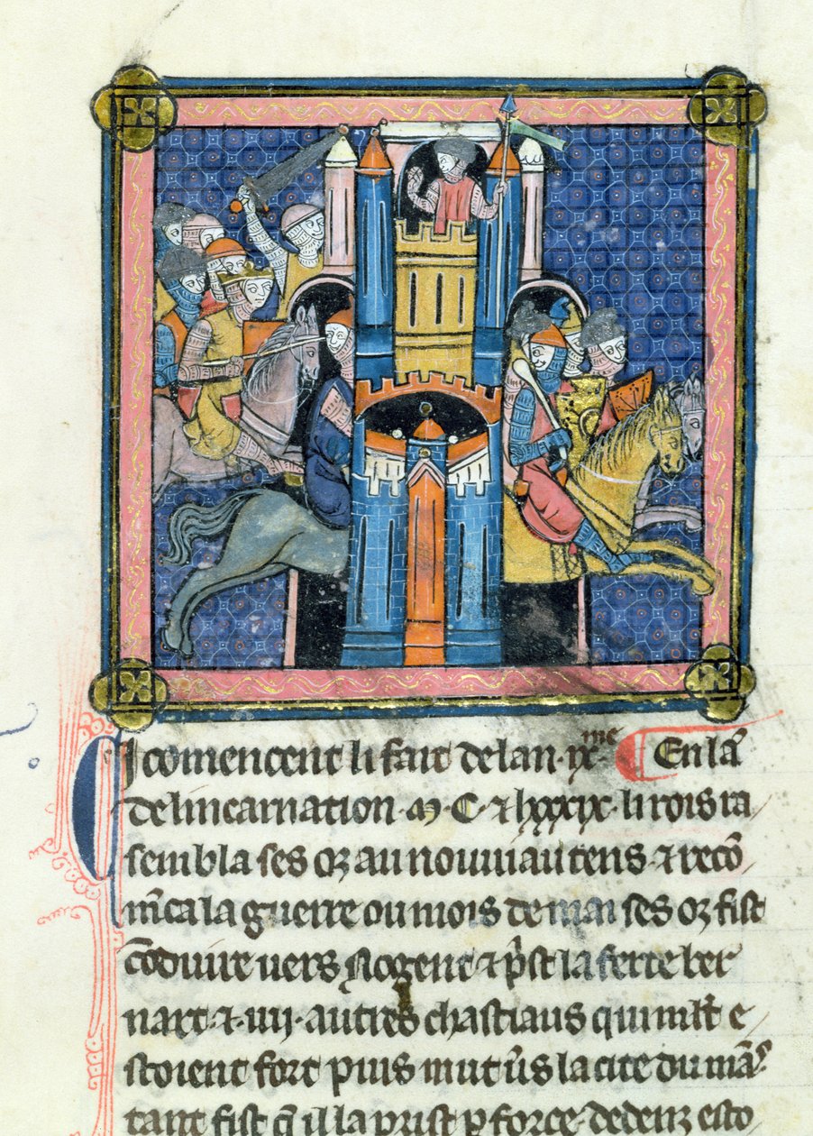 Ms 702 fol.295 The Take of Le Mans af Philippe-Auguste (1165-1223) i 1189 af French School