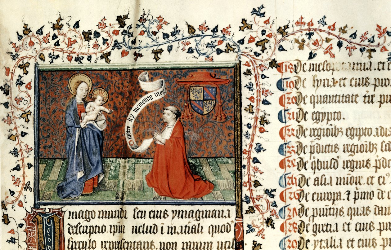 Ms 954 Pierre dAilly (1350-1420) Biskop af Cambrai, før Jomfruen, fra Oeuvres af Pierre dAilly, ca. 1416 af French School