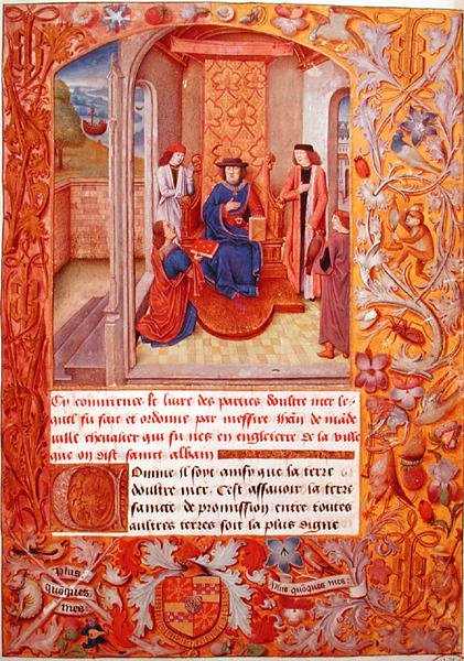 Ms 95 Fol.1 Forfatteren tilbyder sin bog til hertugen af Bourgogne, fra Adolphe de Cleves