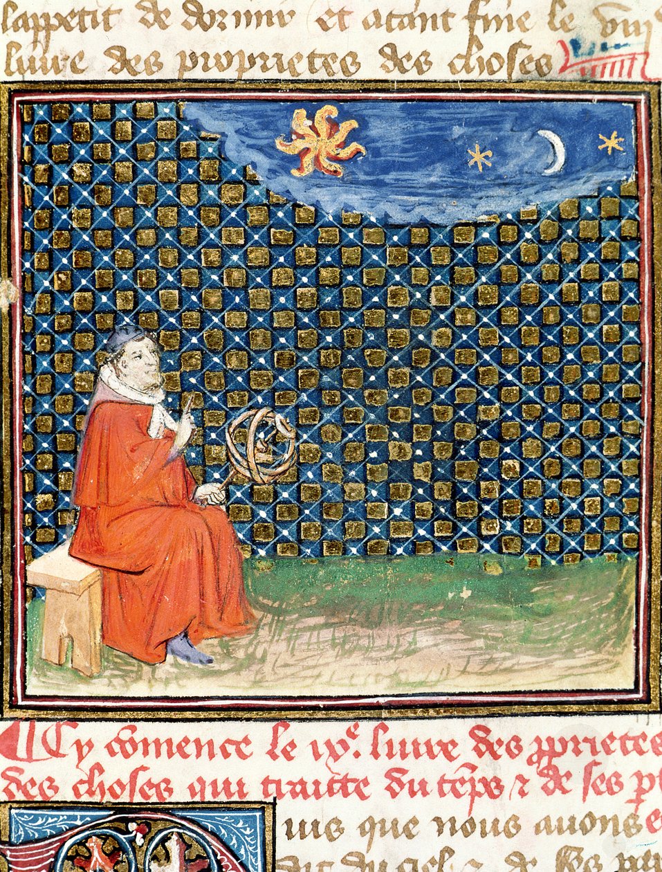 Ms 993 fol.114 Properties of the Sky, fra Le Livre des Proprietes des Choses af Jean Cordichon af French School