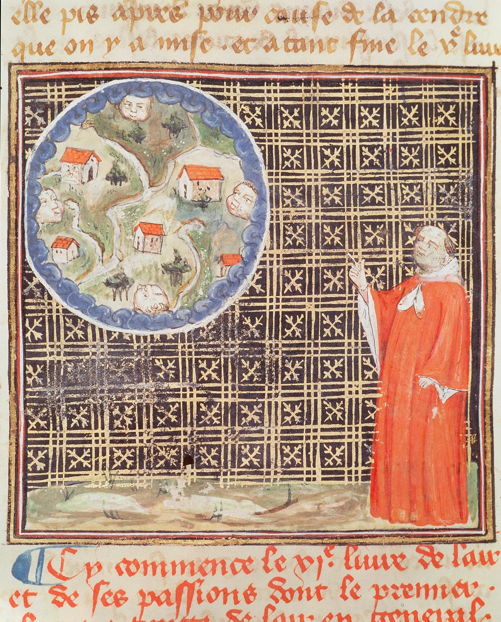 Ms 993 fol.142 Vandets og vindenes egenskaber, fra Le Livre des Proprietes des Choses af Jean Cordichon af French School
