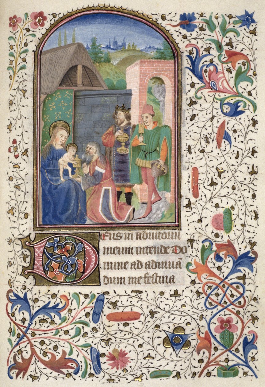 Ms Euing 4 f.49r De Vise Mænd, fra Glasgow Hours af French School
