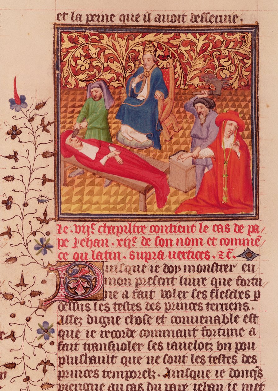 Fru Fr.226 fol.253v. Pave Johannes XII straffede sine fjender efter hans tilbagevenden til Rom i 964 af French School