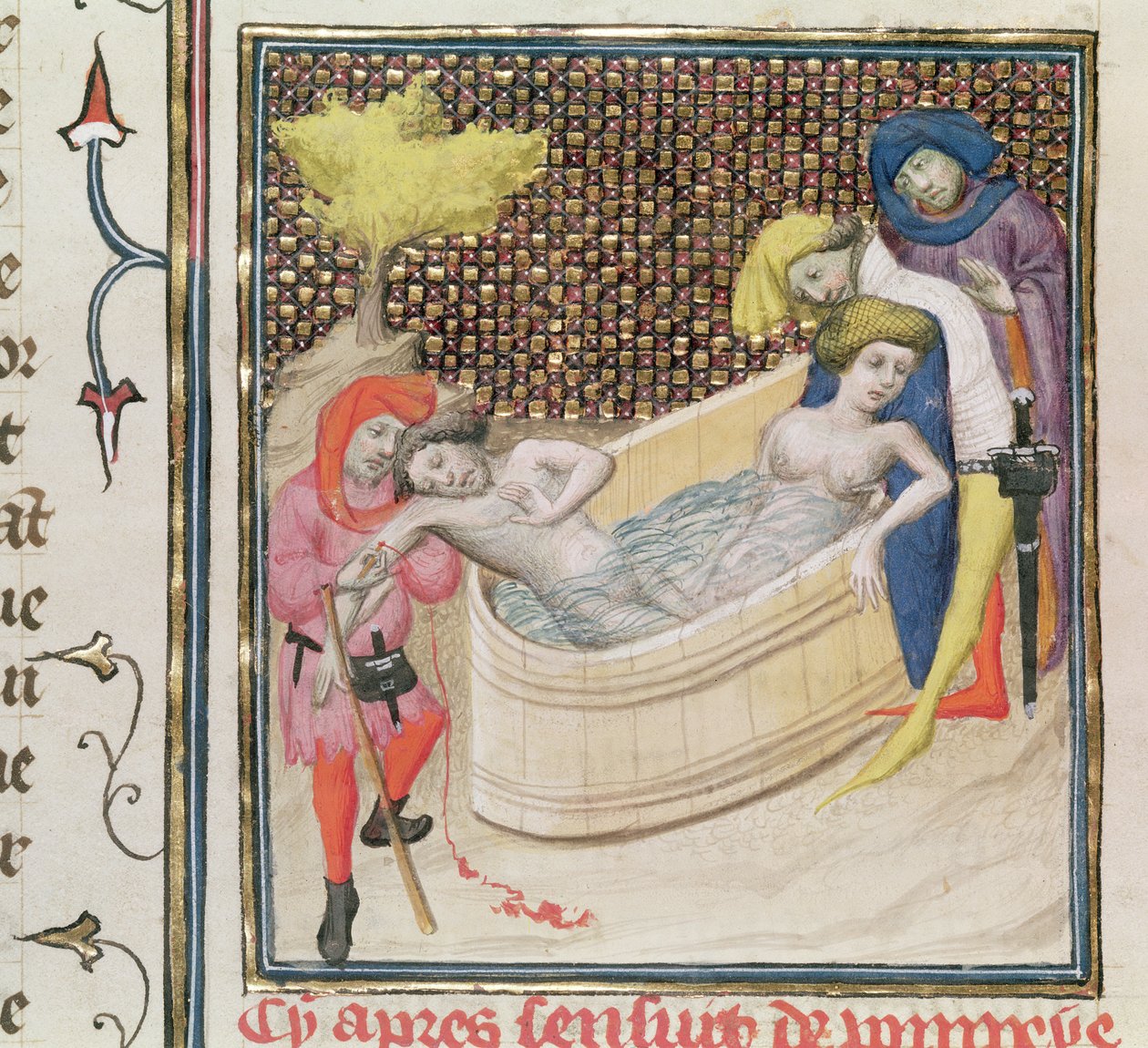 Ms Fr 12420 Paulina Dying With Seneca, fra De Claris Mulieribus, af Giovanni Boccaccio (1313-75) af French School