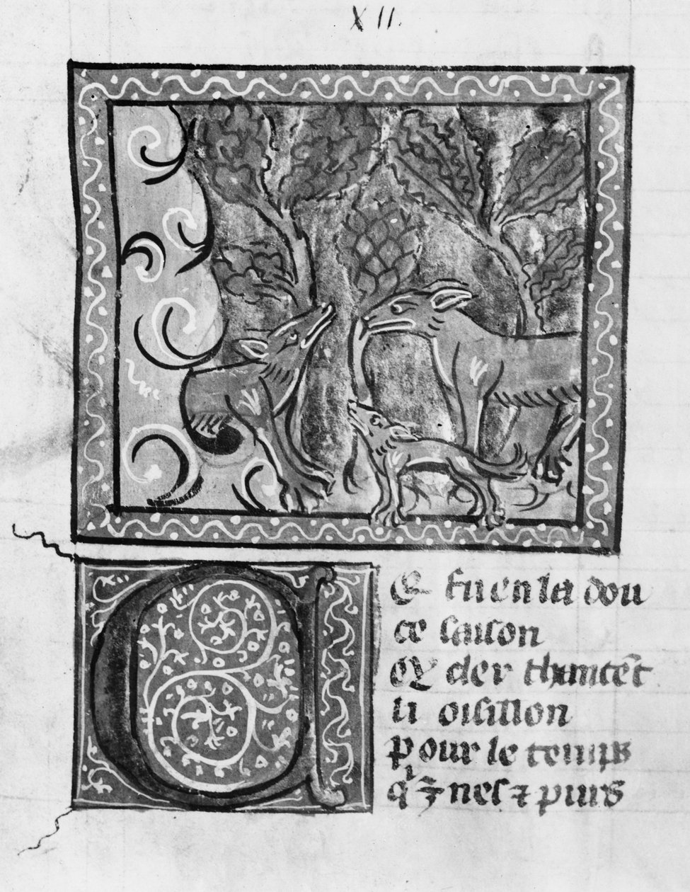 Fr 1580 Ræven, ulven og hunden, fra Le Roman de Renart af French School