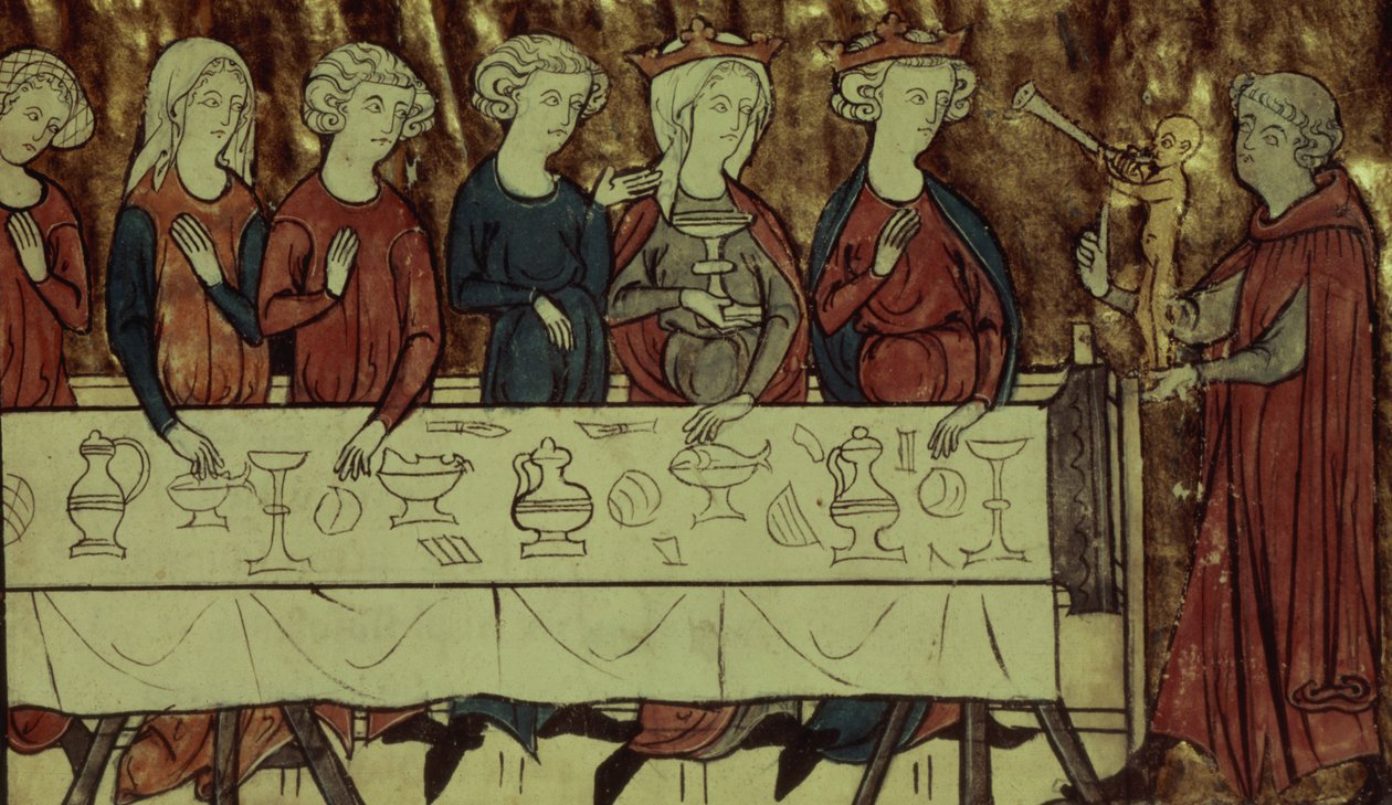 Fru Fr. 1633 f.4 Fødselsdagsfesten for Nubien, konge af Armenien, fra Le Conte de Meliacin af Girardin dAmiens af French School