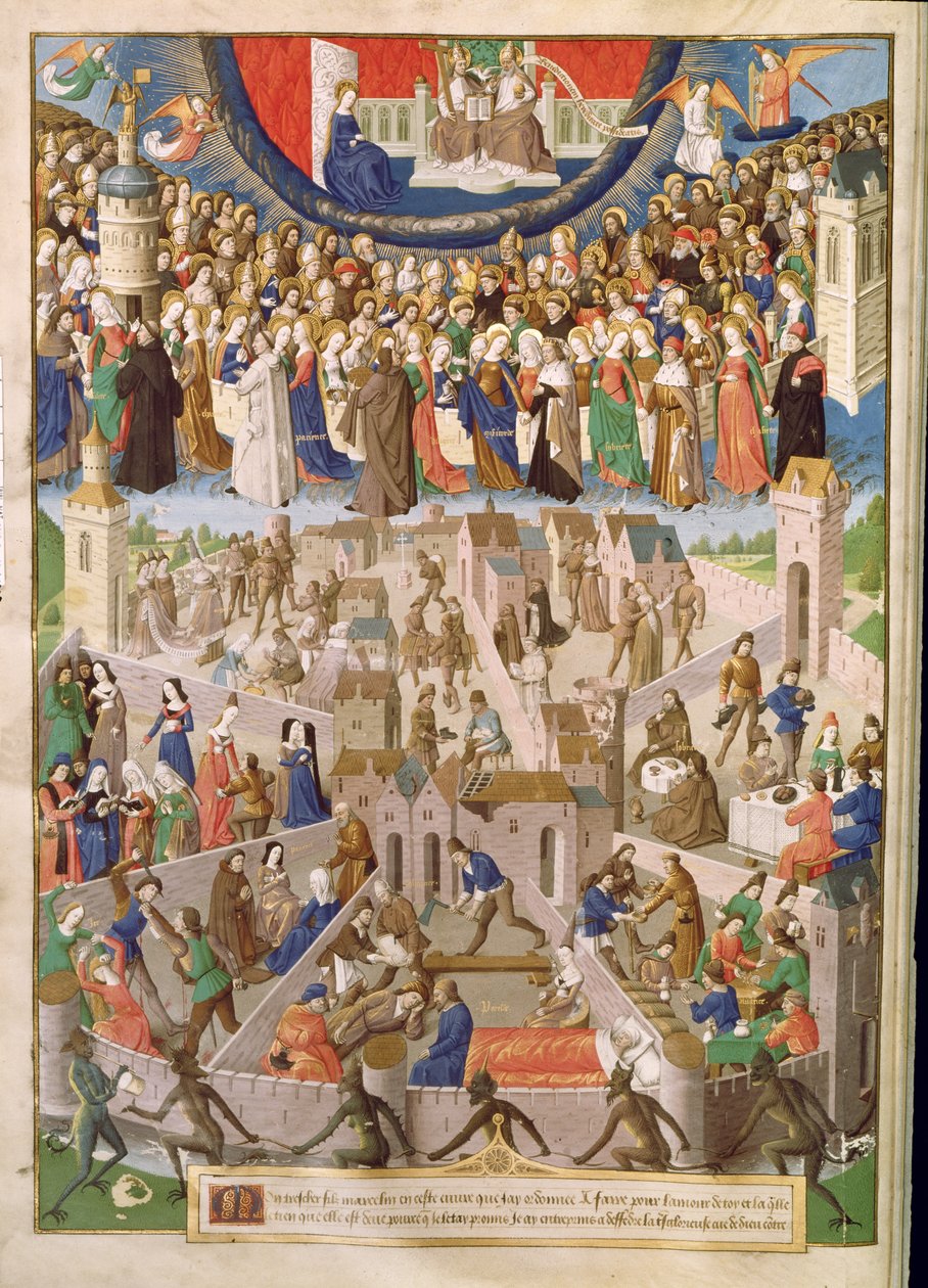 Fr 18 Fol.3v The City of God, fra en oversættelse af St. Augustins værker af Raoul de Presles, c.1469-73 af French School