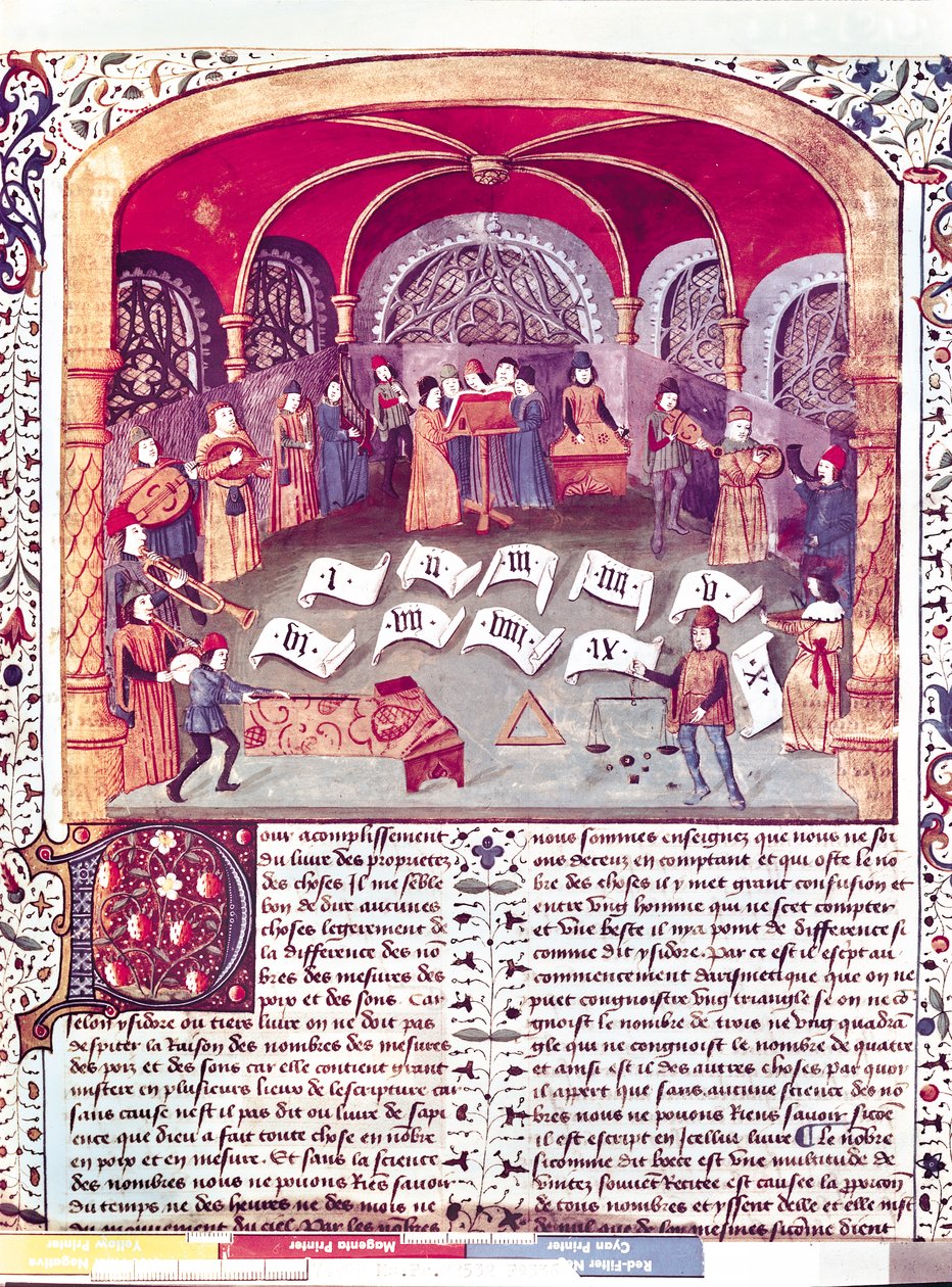 Ms Fr 22532 fol.336 Koncert, fra Des Proprietez des Choses af Barthelemy lAnglais af French School