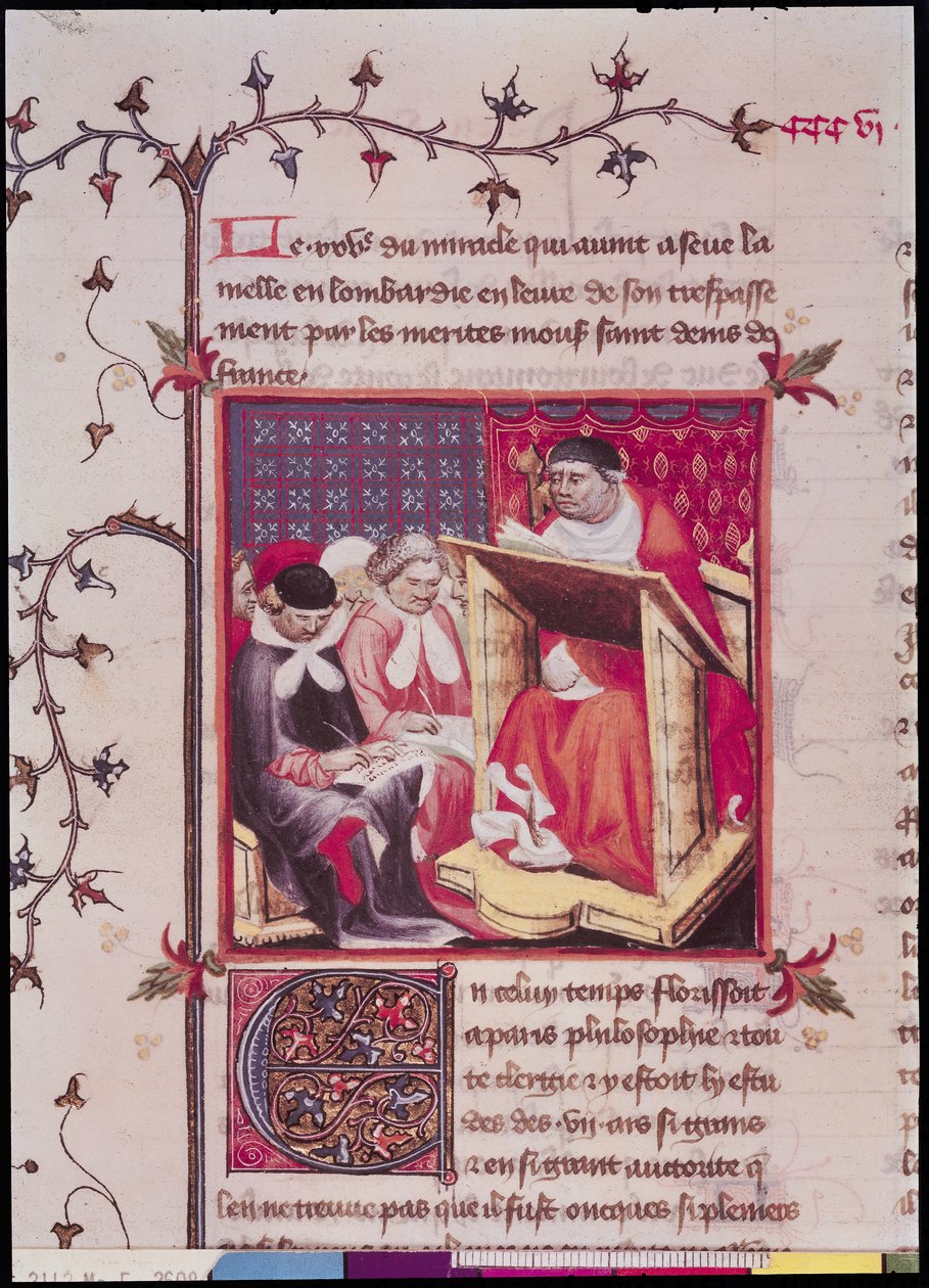 Fr 2608 Fol.295v En professor ved universitetet i Paris, fra Grandes Chroniques de France, ca. 1400 af French School
