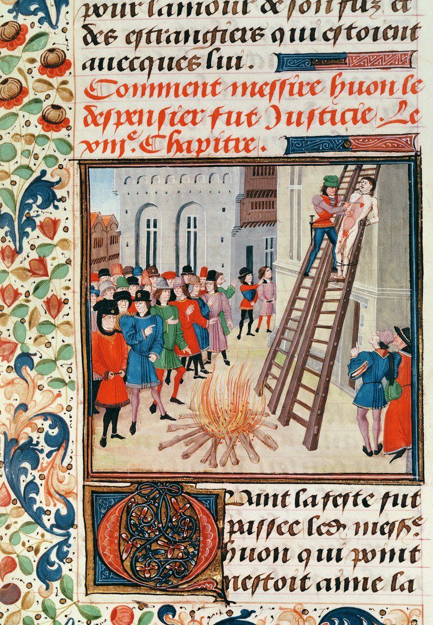 Fr 2643 fol.11 Henrettelse af Hugh Despenser, fra Froissarts Chronicle af French School