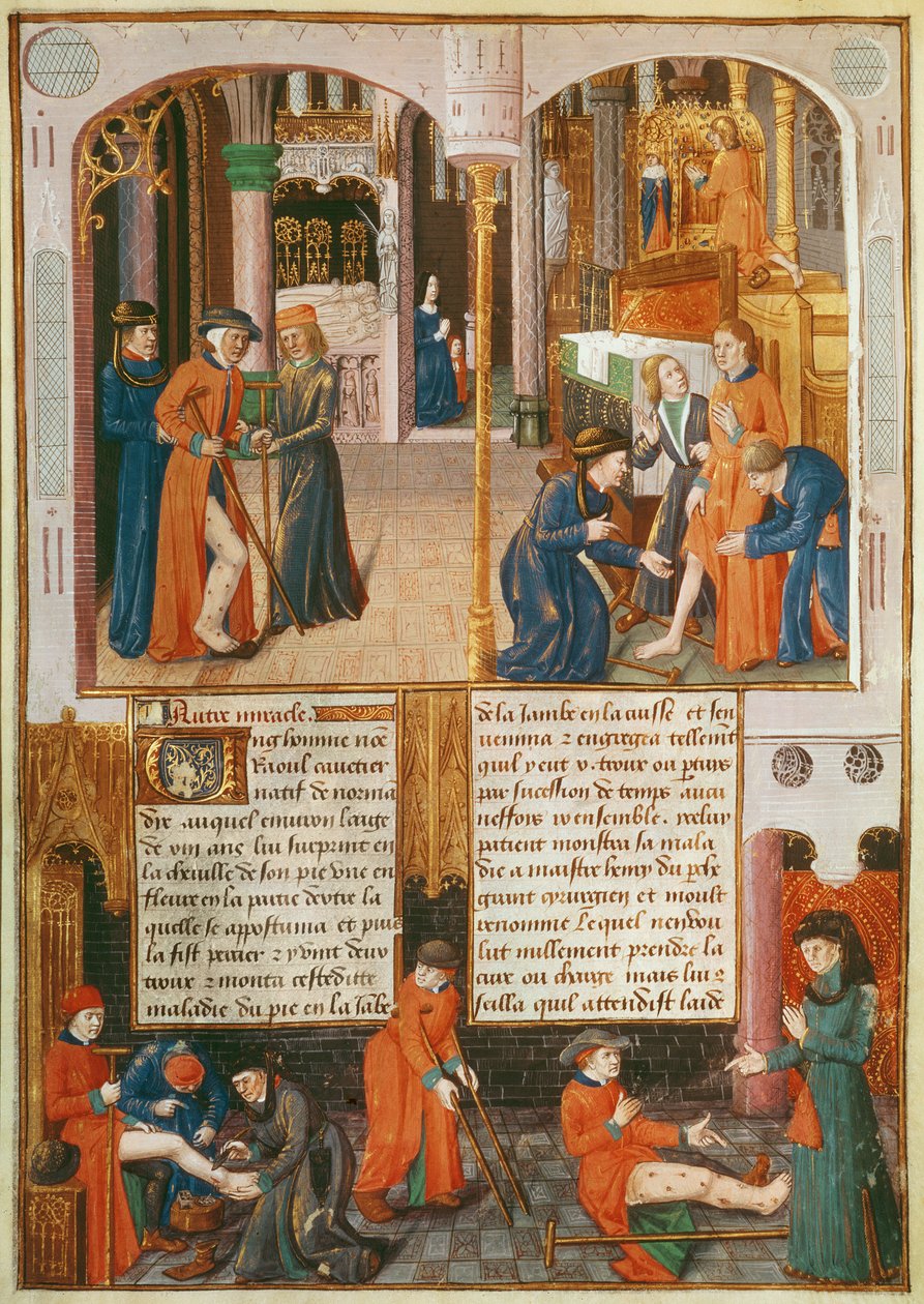 Fr 2829 fol.89 Mirakler ved St. Louis grav fra Le Livre des Faiz de Monseigneur Saint Louis af French School