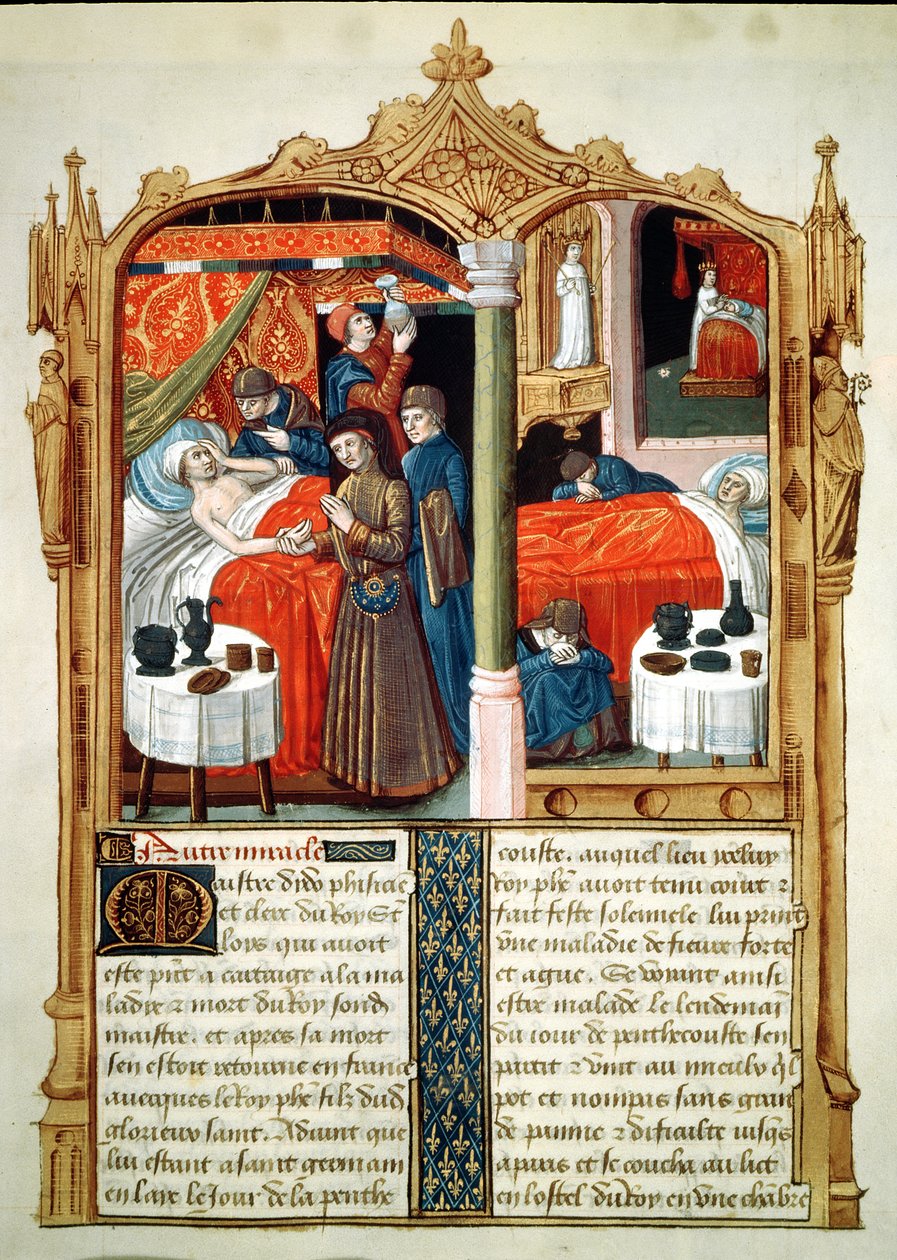 Fr 2829 fol.90 Mirakler ved St. Louis grav fra Le Livre des Faiz de Monseigneur Saint Louis af French School