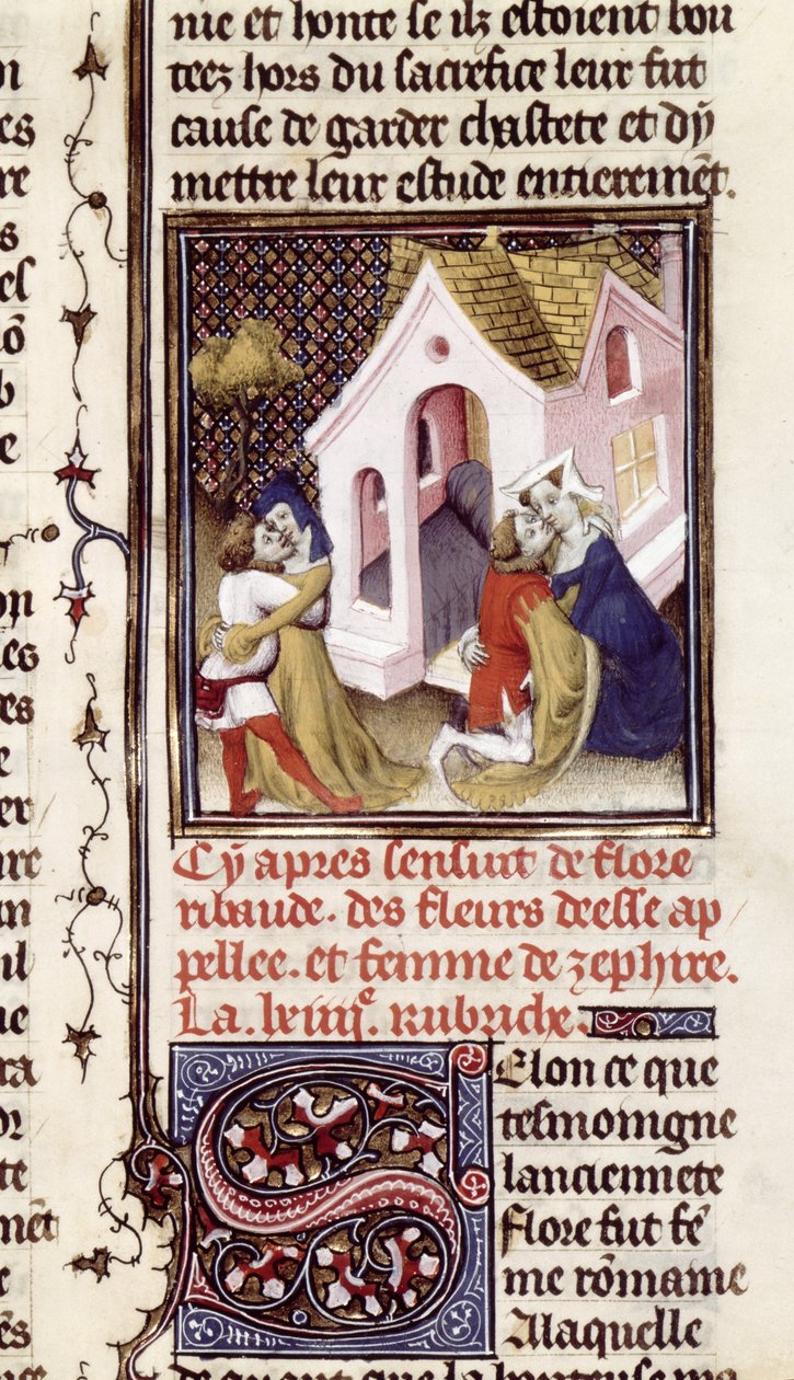 Fr 598 f.97 Prostituerede med klienter, fra Des Claires et Nobles Femmes, af Giovanni Boccaccio (1313-75) c.1403 af French School