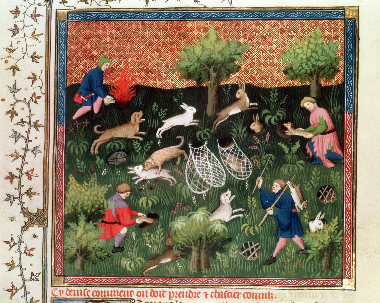 Fr 616 fol.92 Jagt harer, fra Livre de la Chasse af Gaston Phebus de Foix (1331-91), slutningen af det 15. århundrede af French School