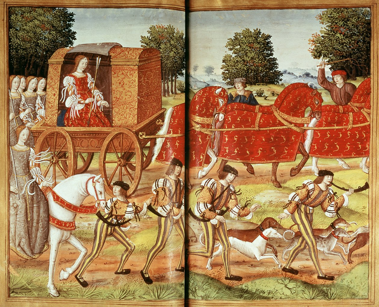 Ms Fr 874 f.31v A Hunt, illustration fra Ovids Epistler af French School