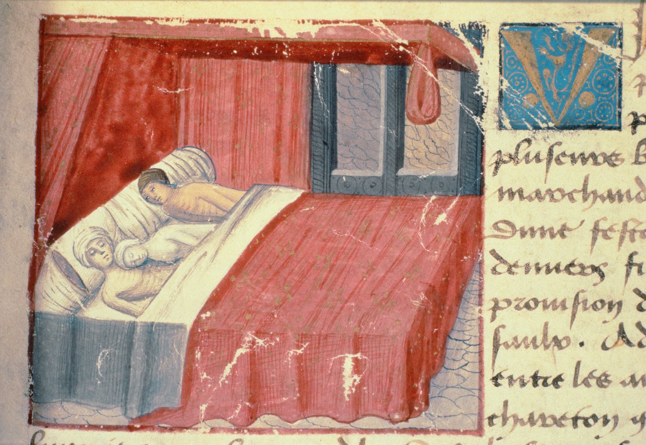 Ms Hunter 252 f.18r En sengescene, fra 
