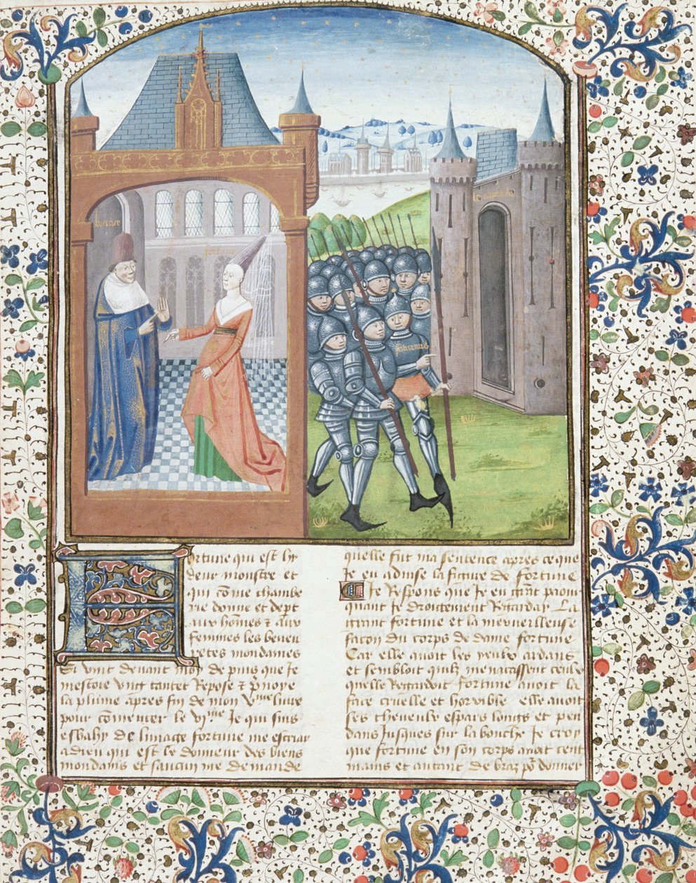 Ms Hunter 372 f.1r Boccacio and Fortune, 1467 af French School