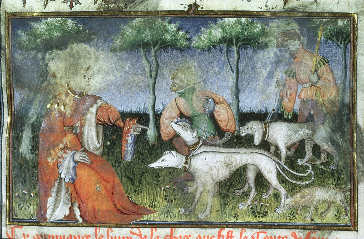 Ms Hunter 385 f.3r Jagt, fra Jagtbogen af ​​Gaston de Foix af French School