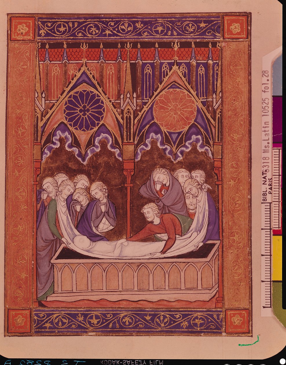 Ms Lat 10525 Fol.28 Jakobs begravelse i Kanaan, fra Psalter of St. Louis, c.1258-70 af French School