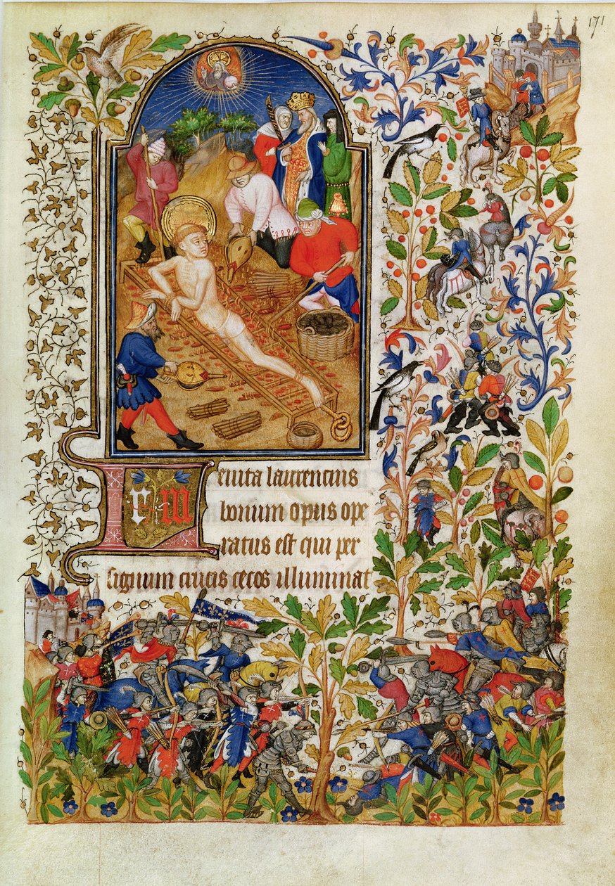 Ms Lat 1156b fol. 171 The Martyrium of Saint Lawrence, fra Marguerite dOrleans